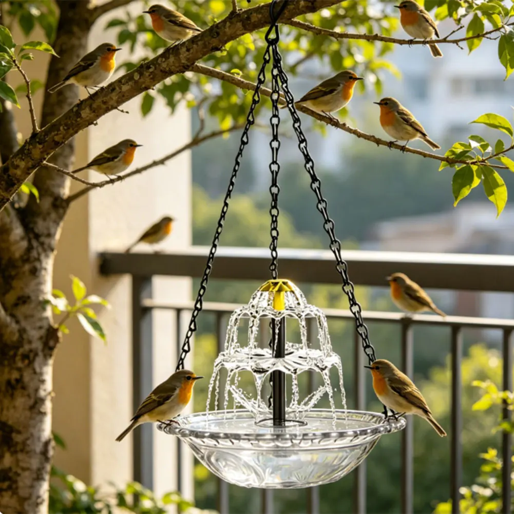 Bonsai Garden Backyard - Bain d'oiseaux solaire suspendu avec fontaine