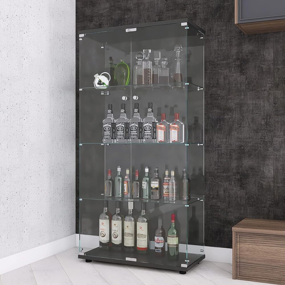 Display Stand Wood - Vitrine en verre à 4 étagères