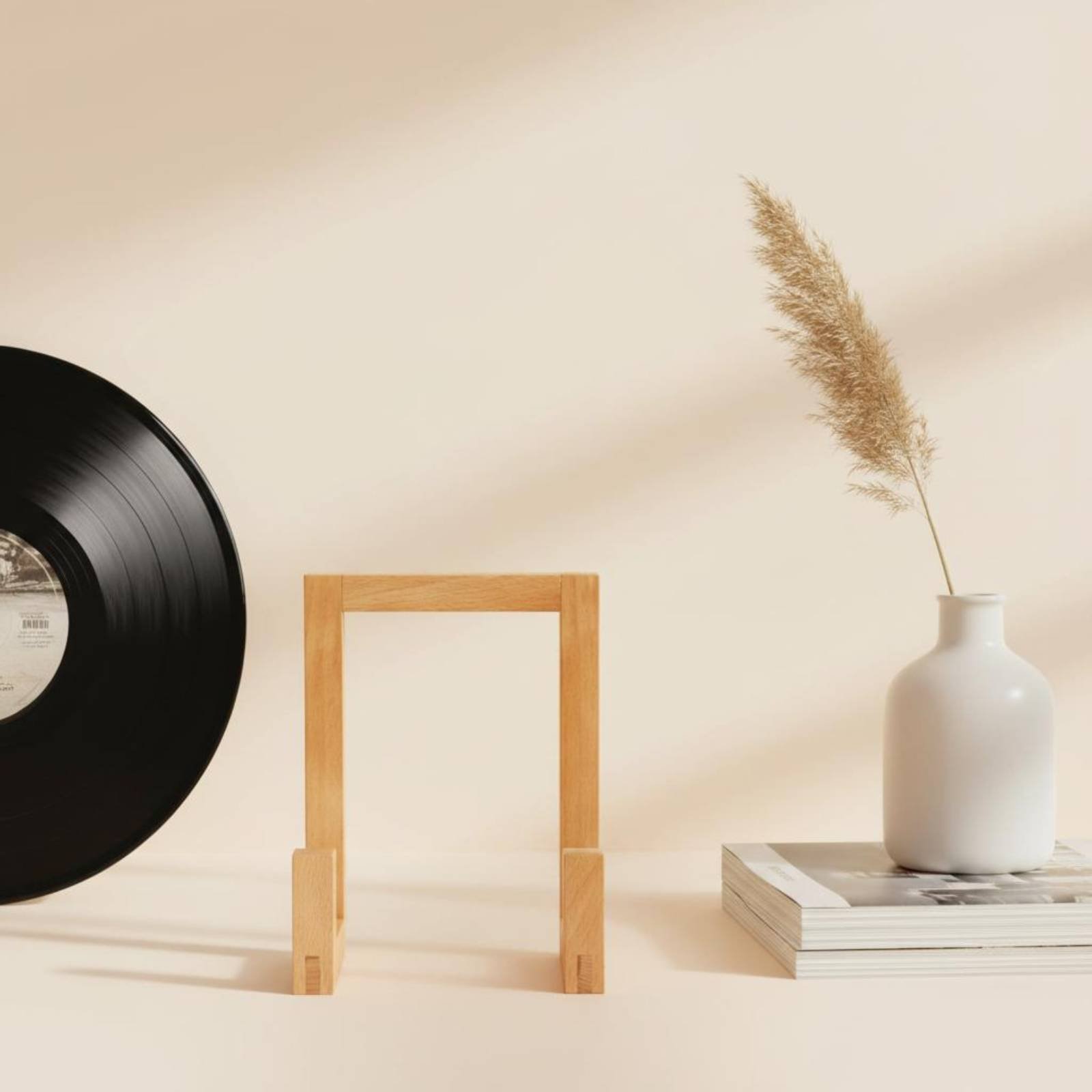 Display Stand Wood - Support en bois pour vinyles, organisateur