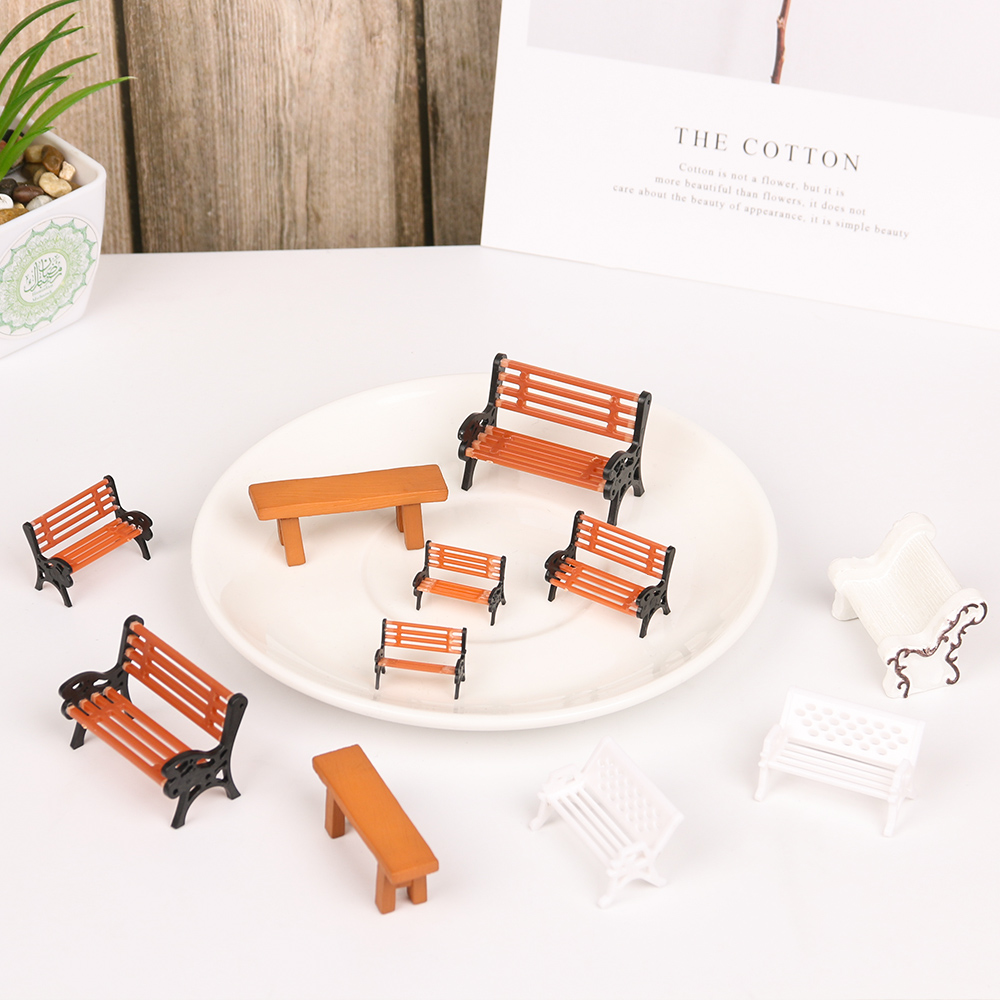 Bonsai Garden Miniature - Tabourets de banc miniatures en résine,