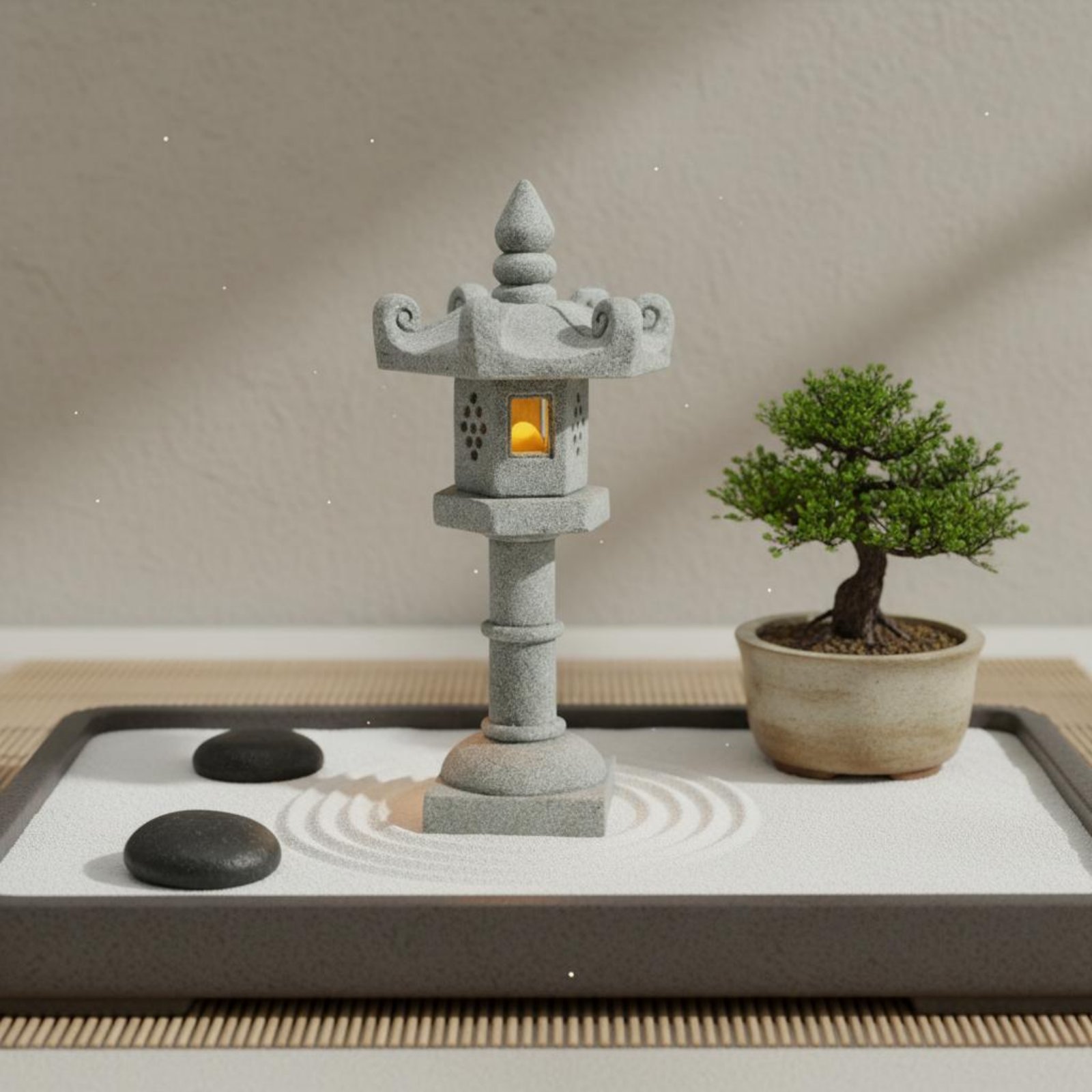 Lanterne miniature en pierre,  - Bonsai Garden Decor avis et prix