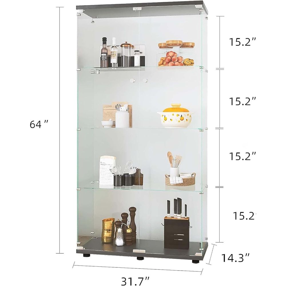 Vitrine en verre à 4 étagères  - Display Stand Wood avis et prix