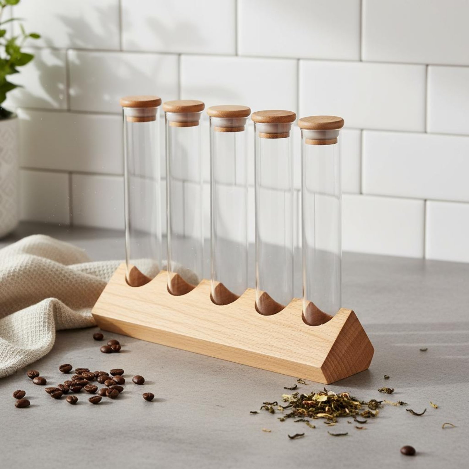 Ensemble de récipients en verr - Display Stand Wood avis et prix