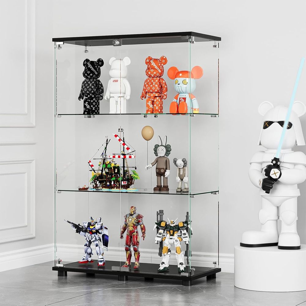 Vitrine en verre avec 3 étagèr - Display Stand Wood avis et prix