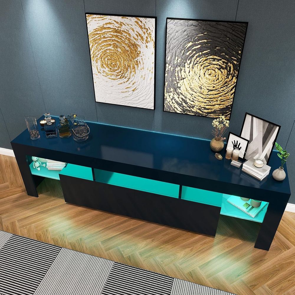 Meuble TV noir, meuble TV en b - Display Stand Wood avis et prix
