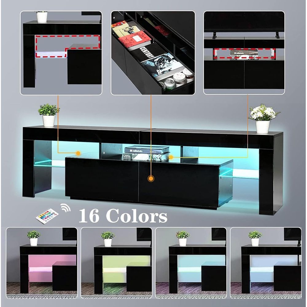 Meuble TV noir, meuble TV en b - Display Stand Wood avis et prix